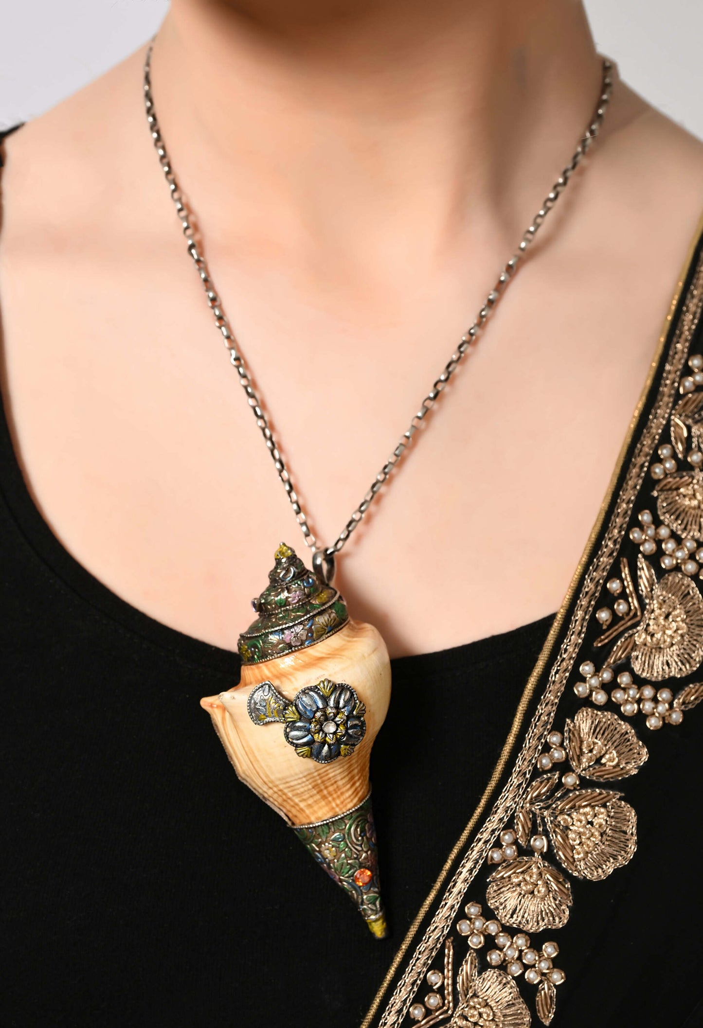 Shankha Real Silver Pendant