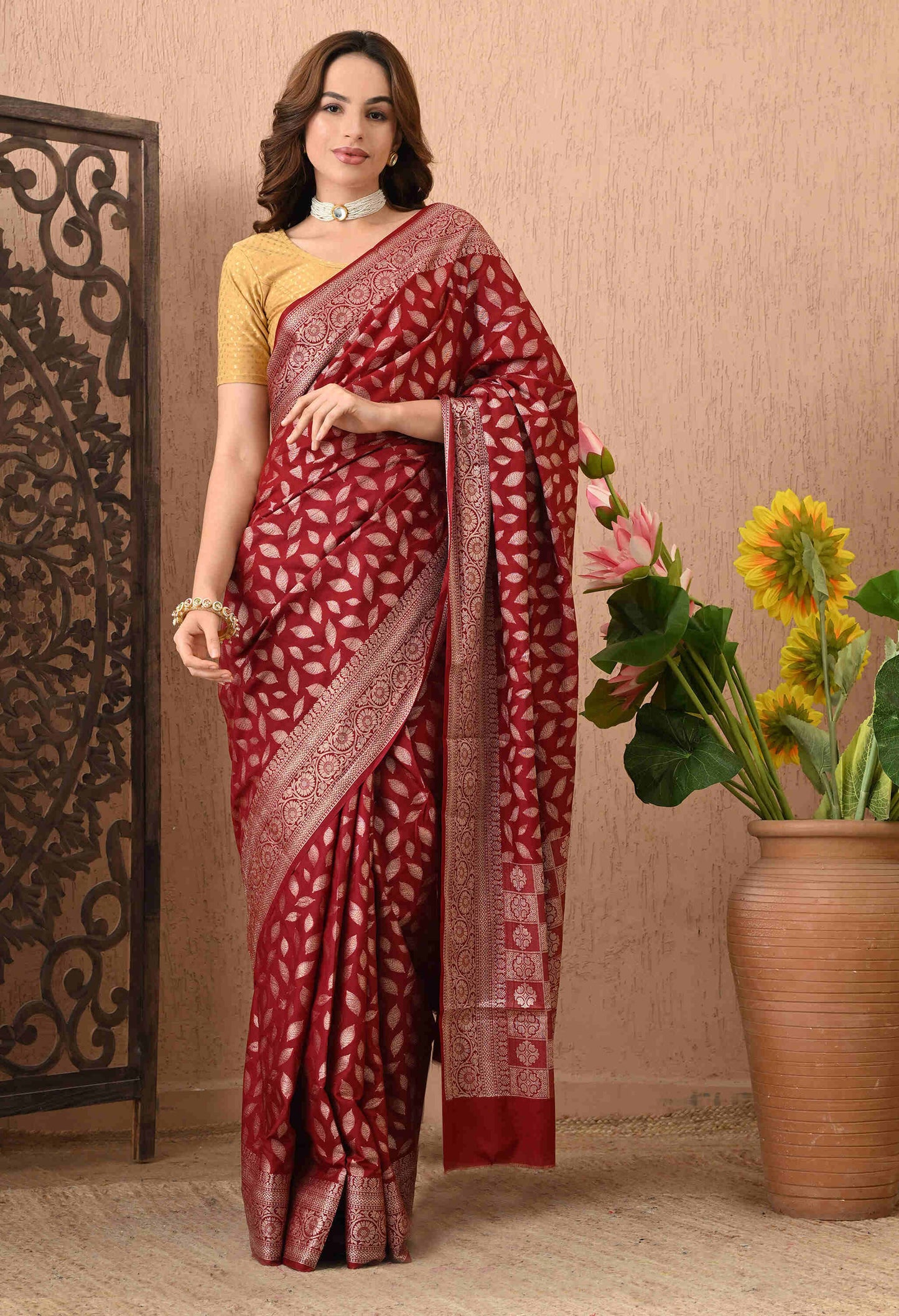 Best Banarasi Silk Maroon Saree