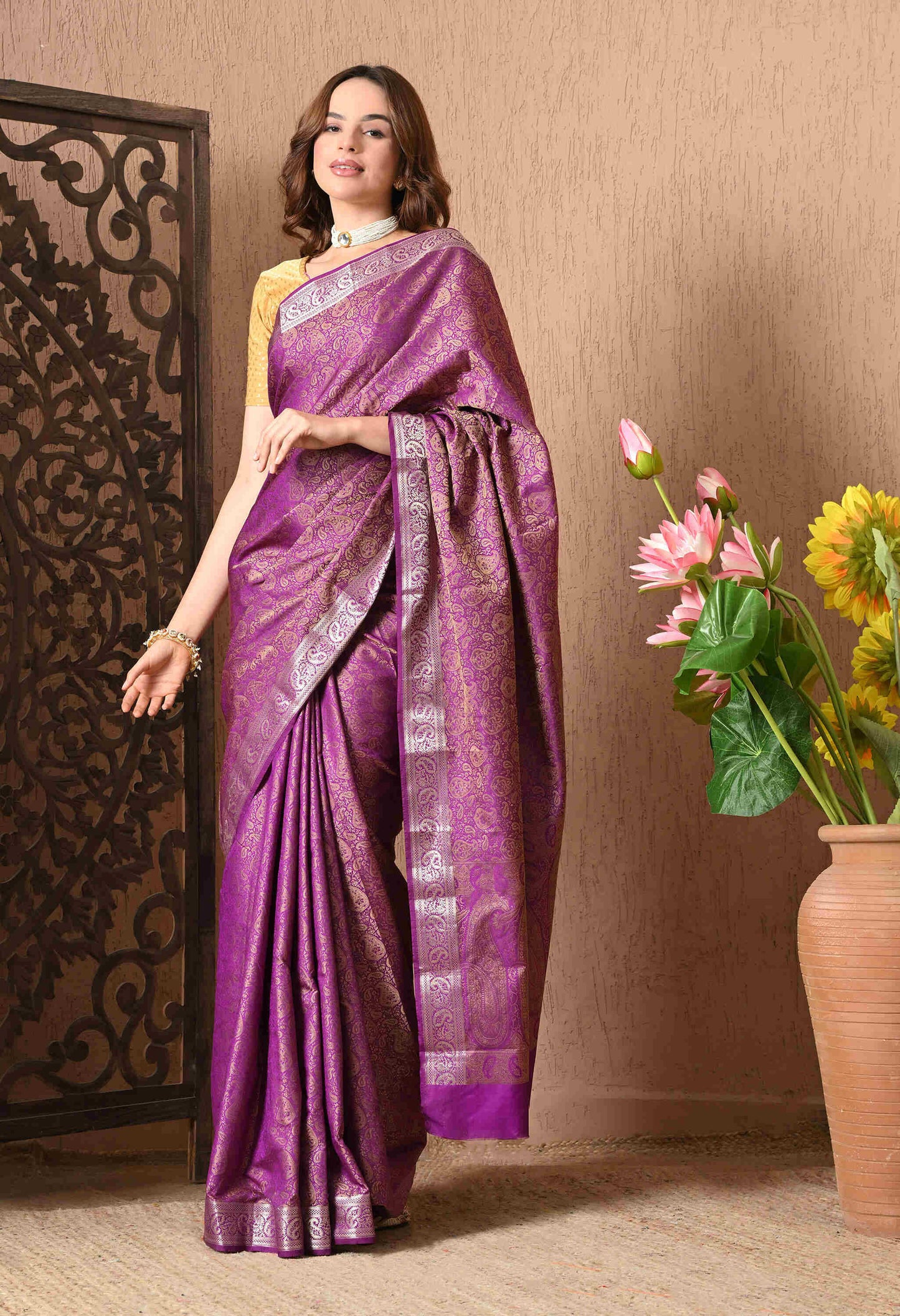 Best Purple Banarasi Silk Saree