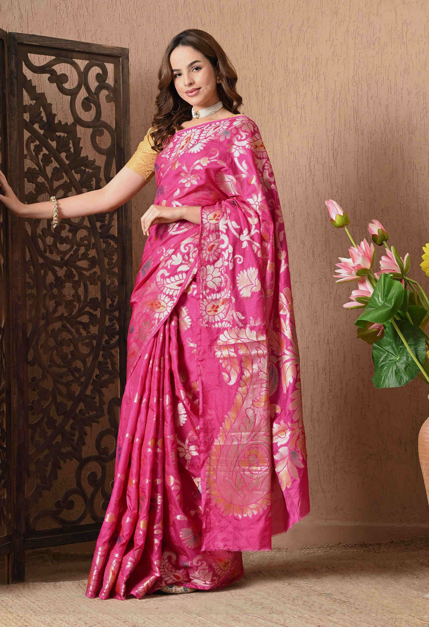 Classic Banarasi Silk Pink Saree