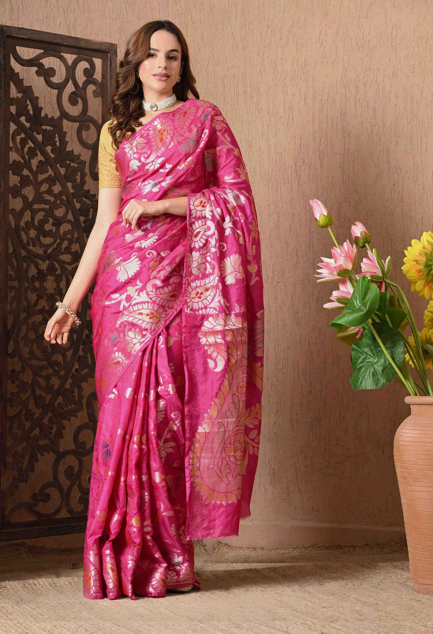 Classic Banarasi Silk Pink Saree