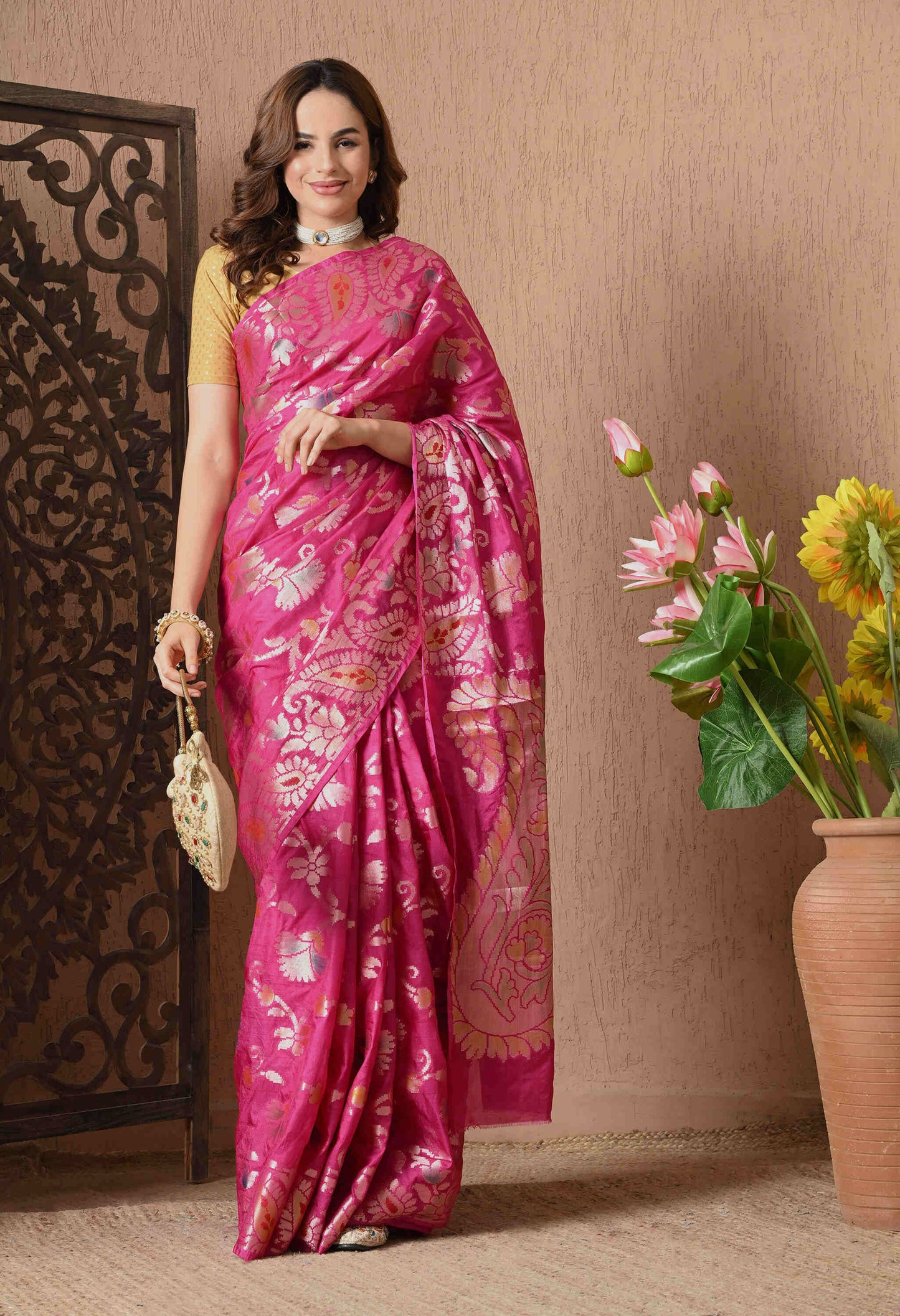 Classic Banarasi Silk Pink Saree