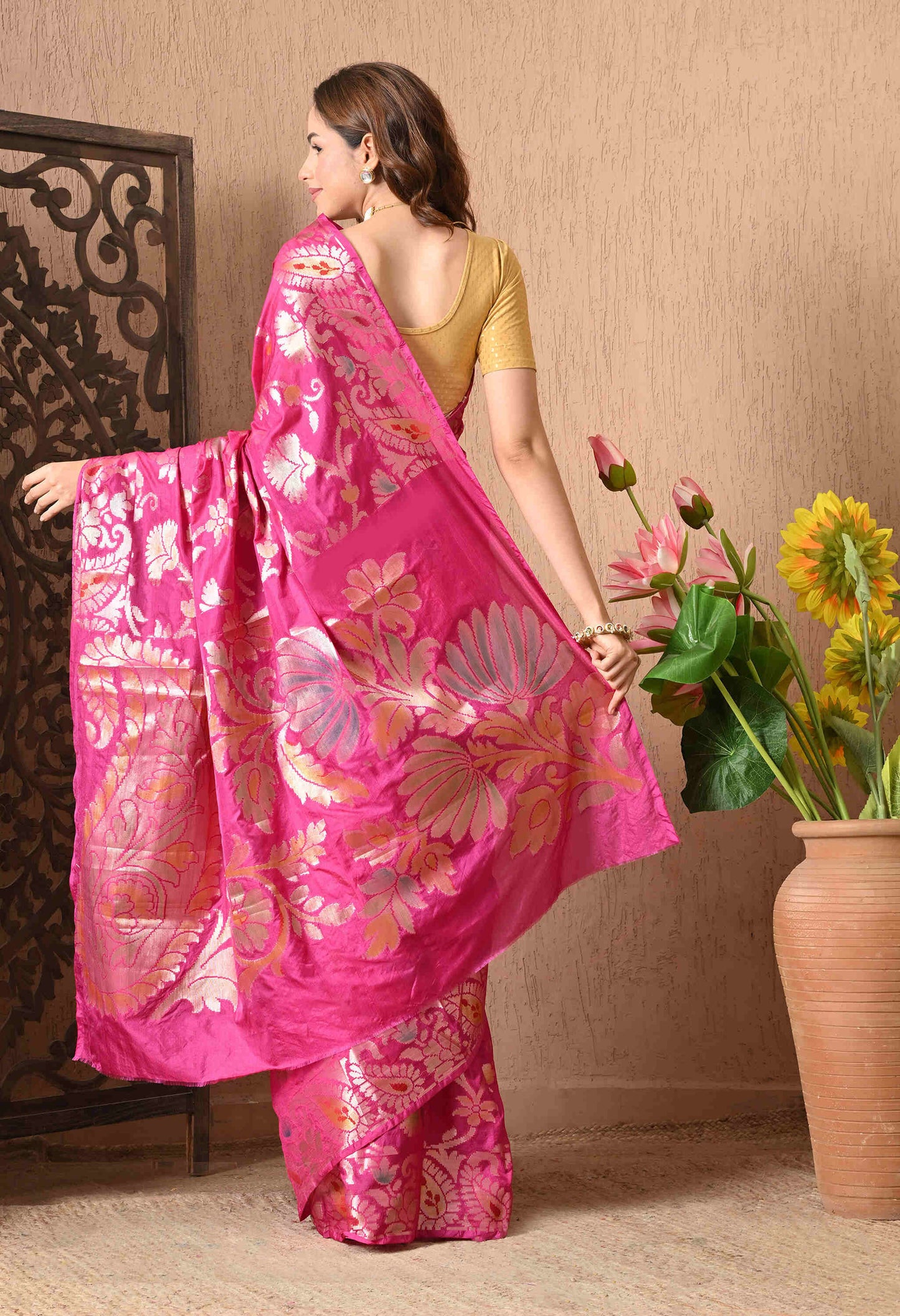 Classic Banarasi Silk Pink Saree