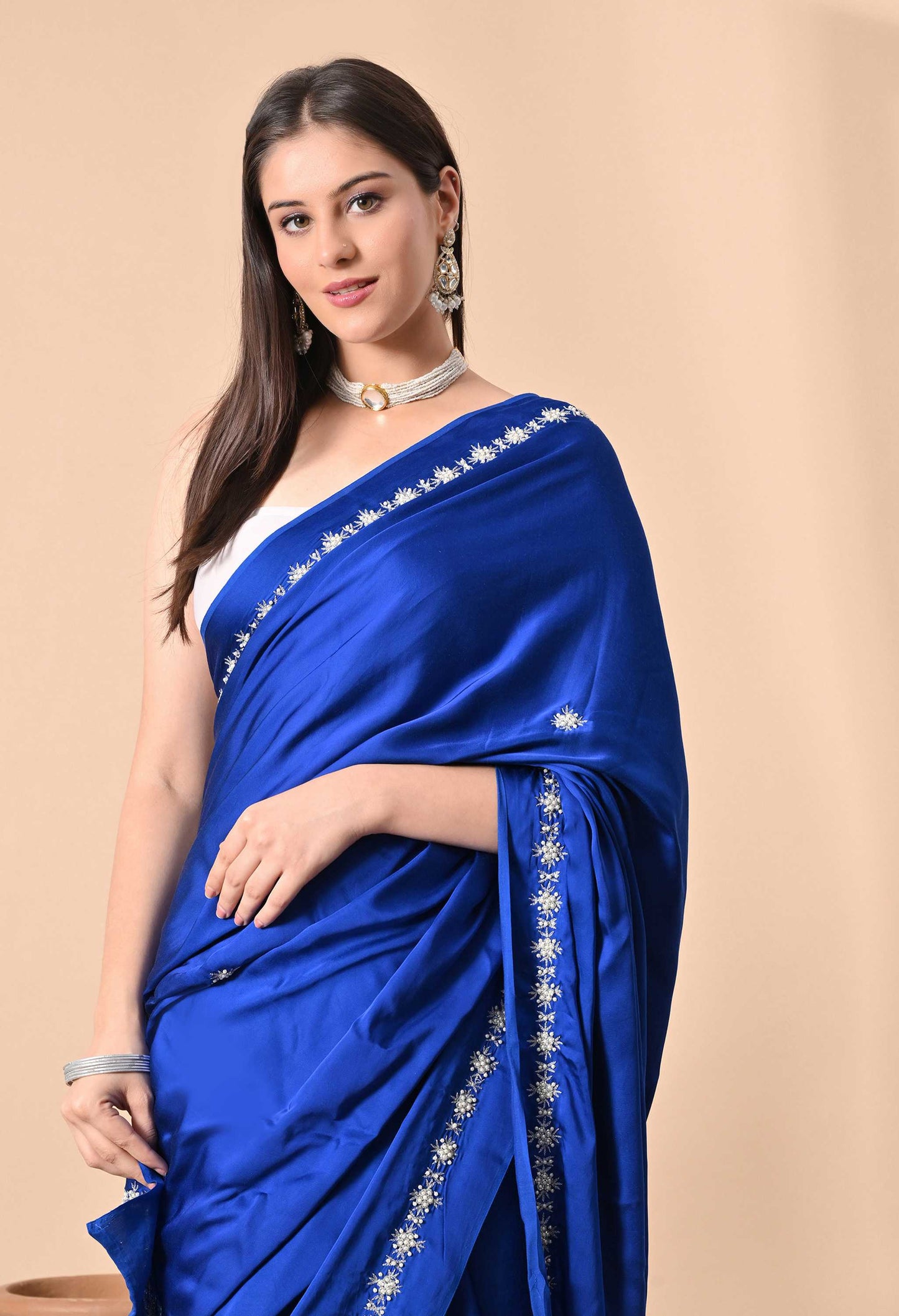 Modal Silk Hand-Embroidery Saree