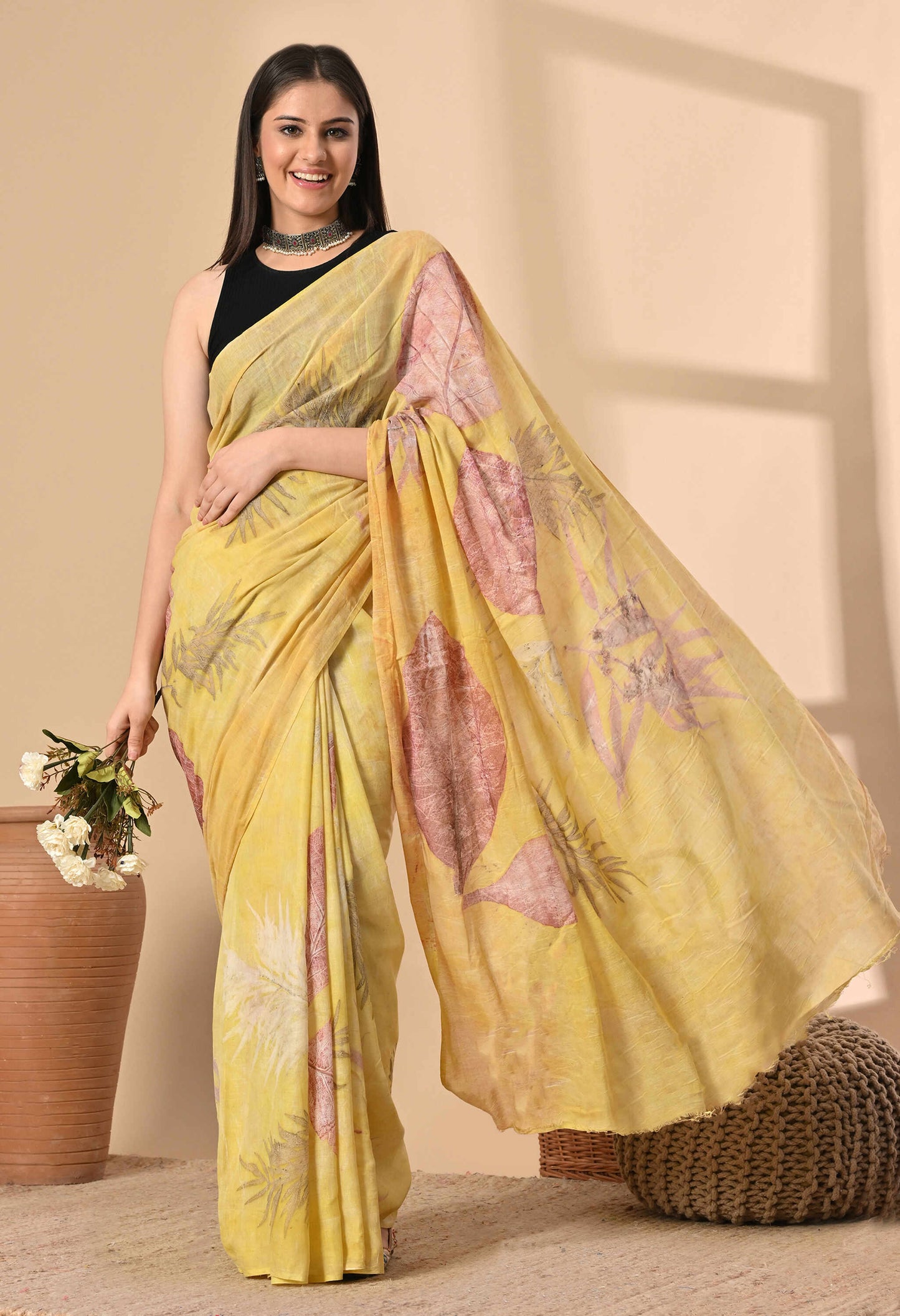 Best Handwork Yellow Saree