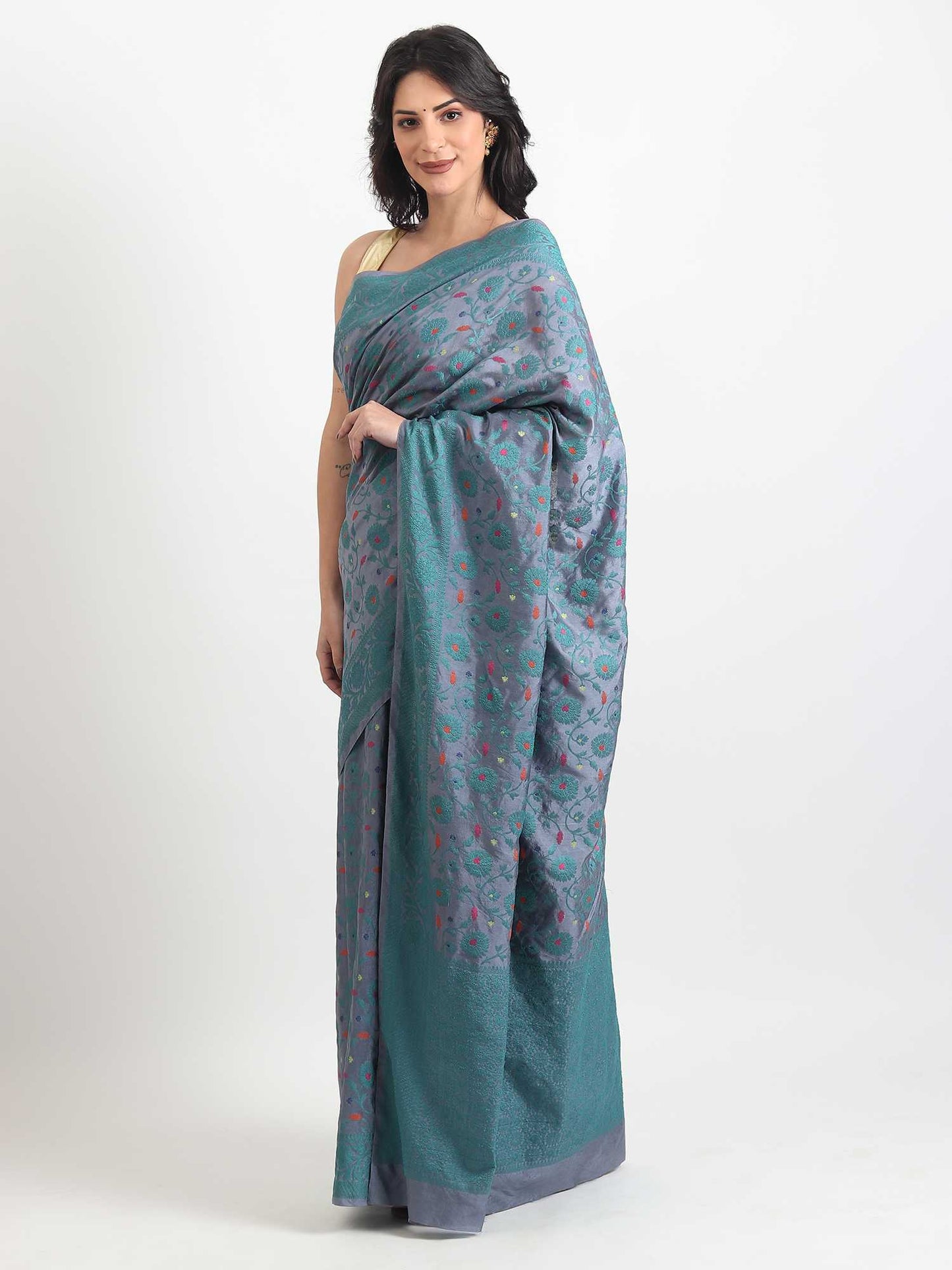 Silk Saree With Tilphi Work