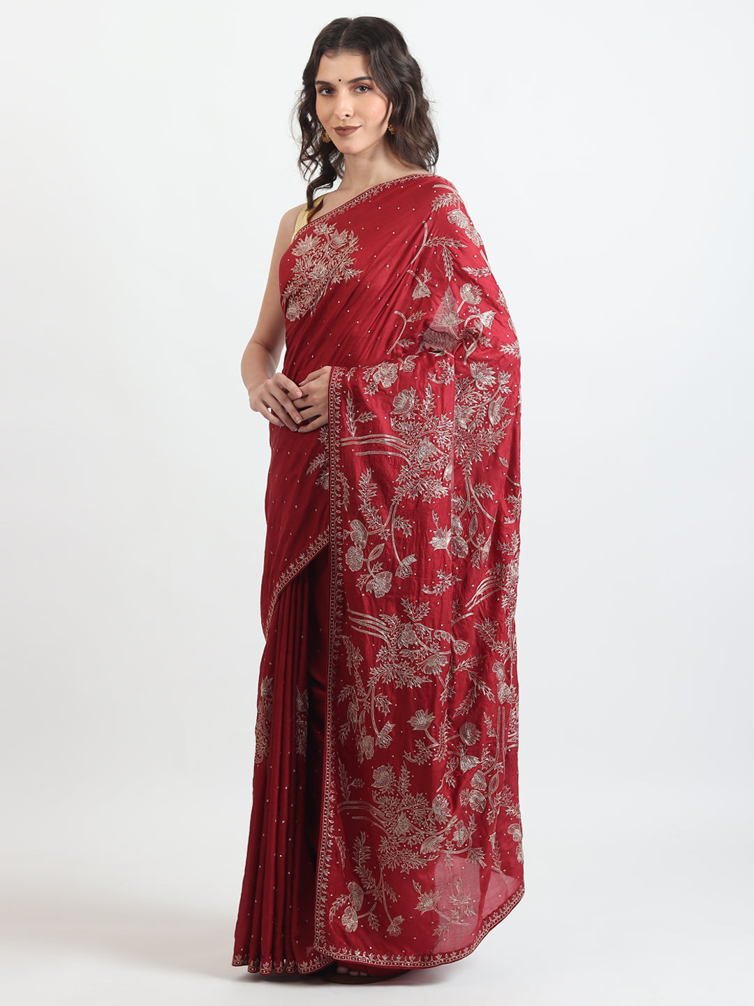 Best Handmade Organza Red Saree