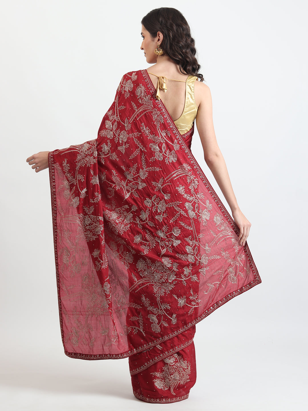 Best Handmade Organza Red Saree