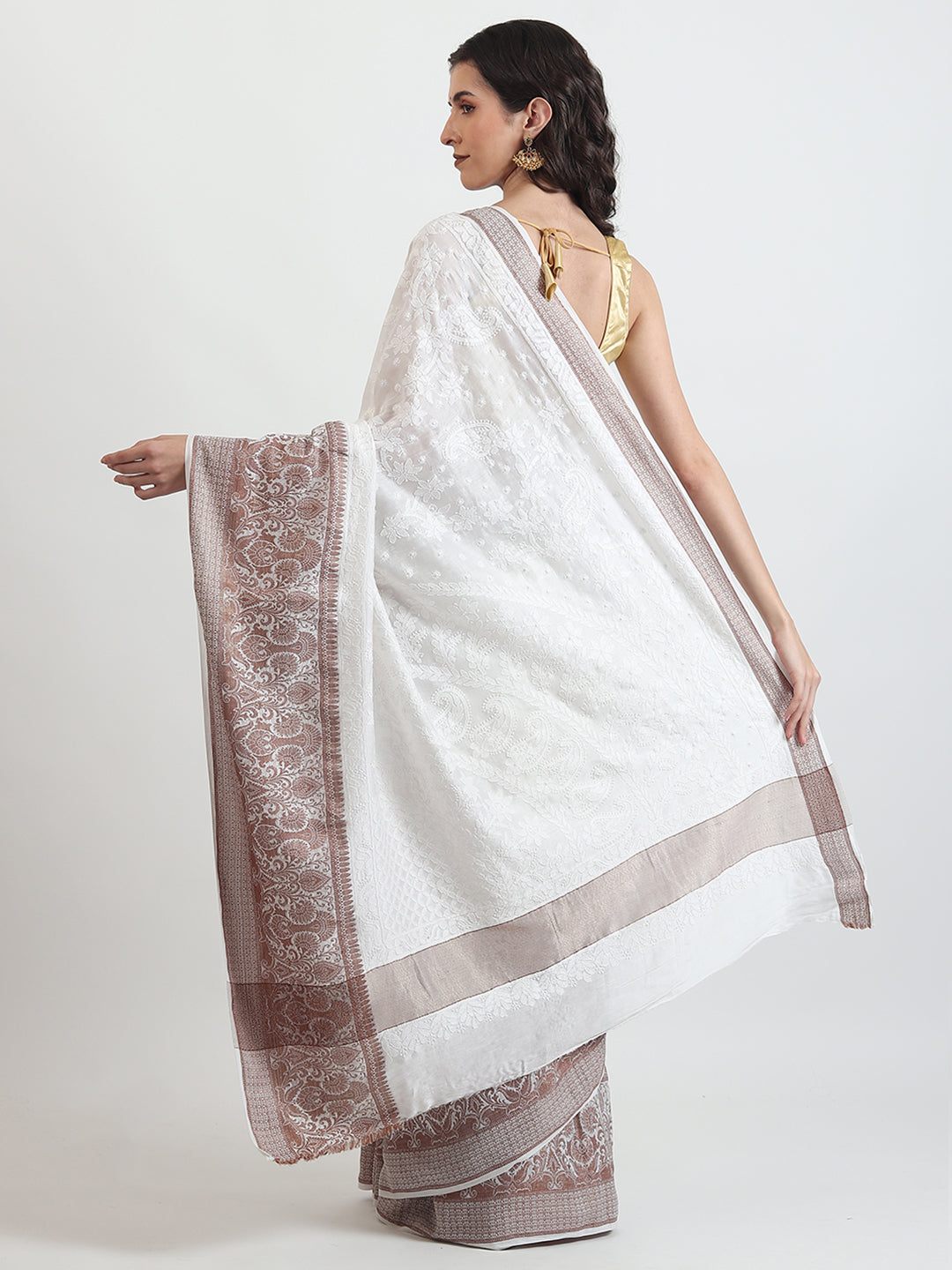 Best Handmade Chanderi White Saree