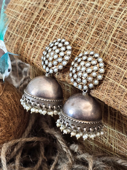 Ganga Silver Jhumki Earrings