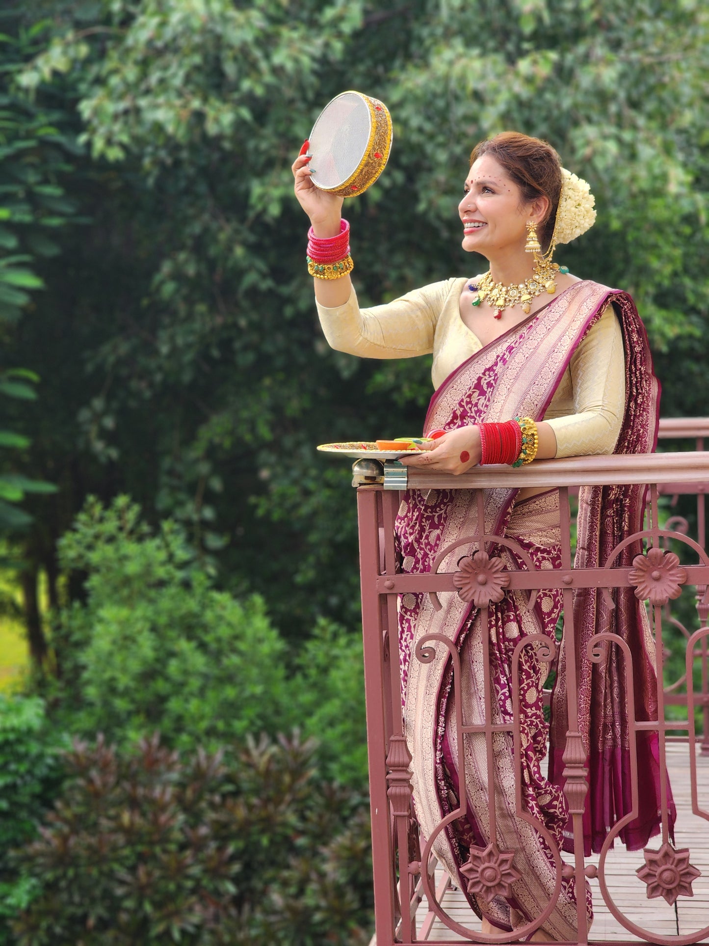 HandCrafted Pure Kataan Silk Purple Saree