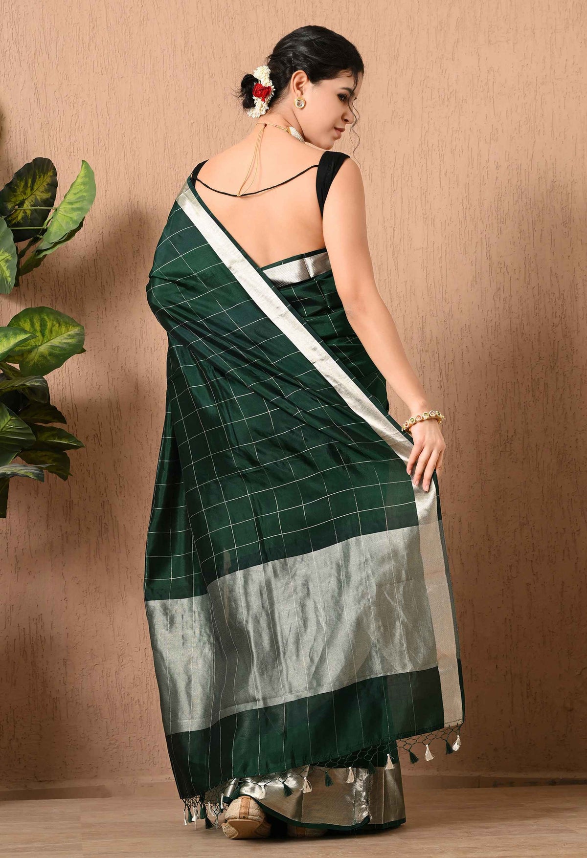 Best Green Pure Silk Kora Saree