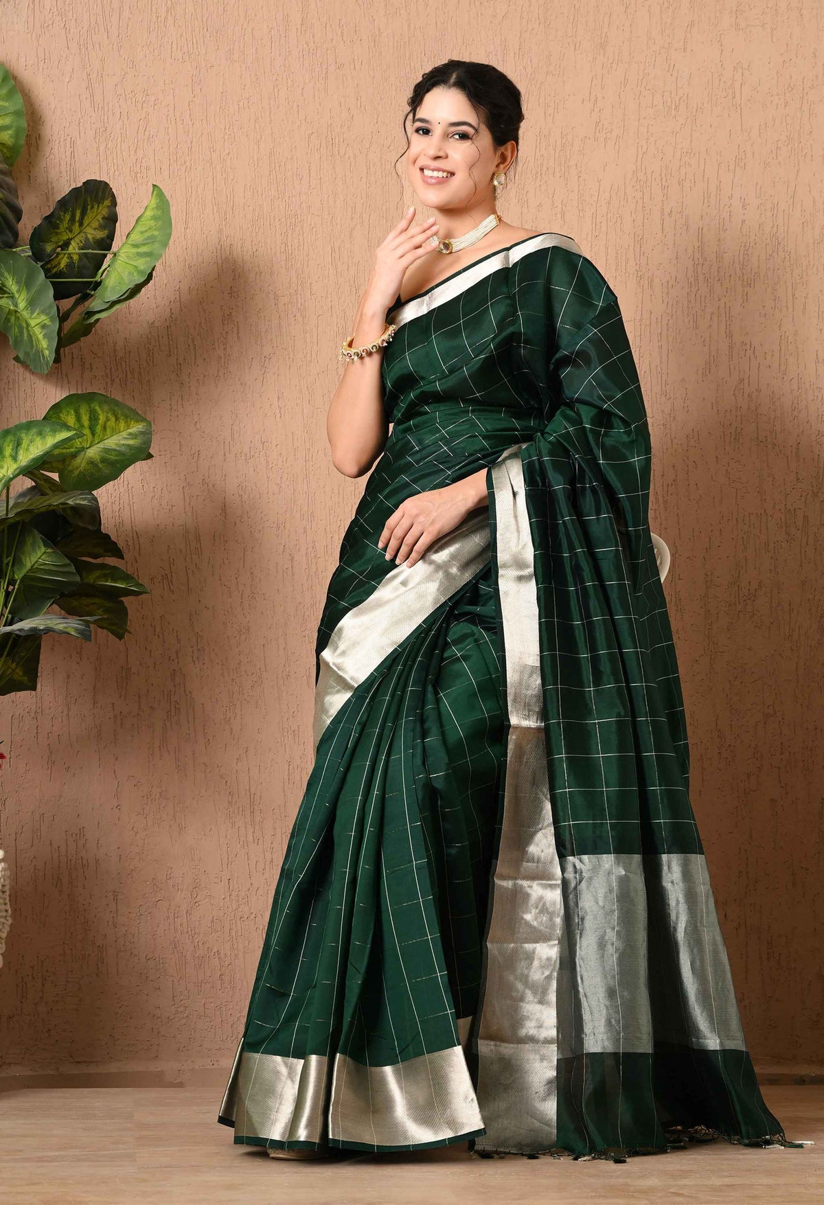 Best Green Pure Silk Kora Saree
