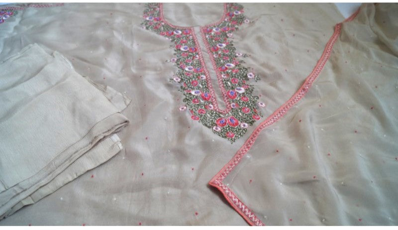 Pure Organza Handmade Suit Set