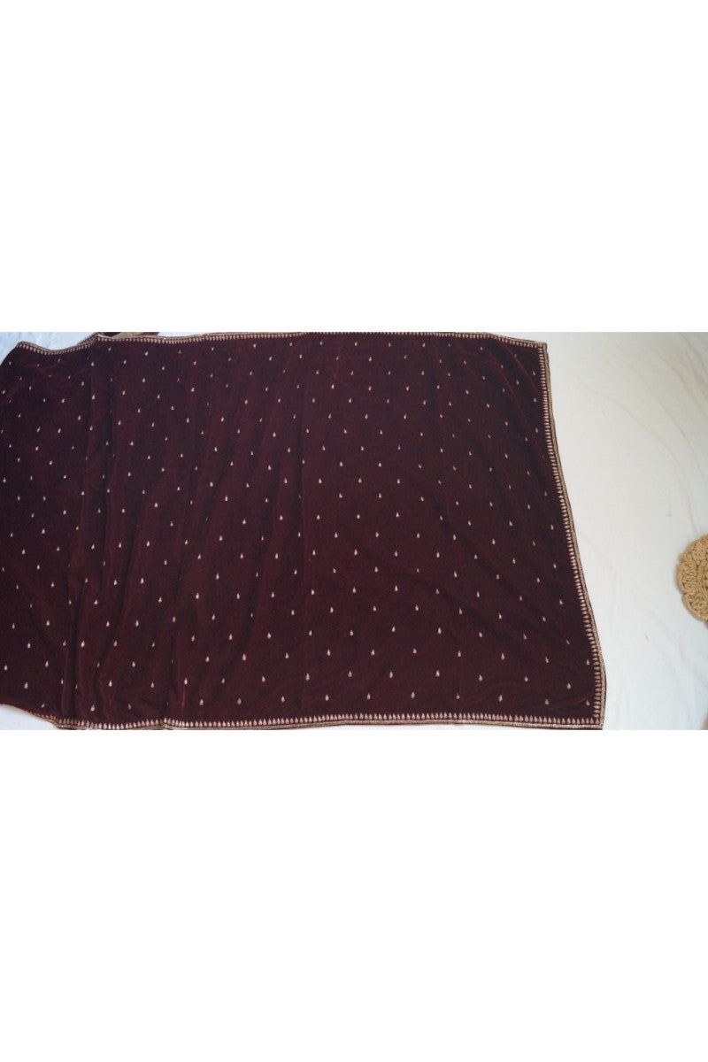 Velvet Wine Shawl with Zardosi Hand Embroidery