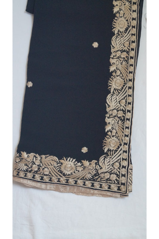 Pure Georgette Black Saree