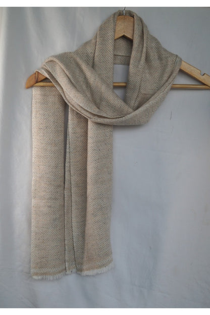 Mens Beige Gray Wool Muffler