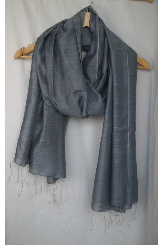 Unisex Steel Gray Wool Scarf