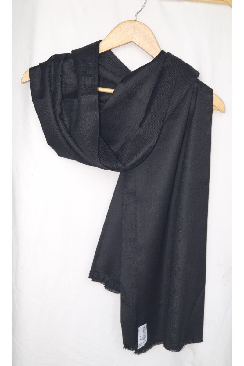 Unisex Black Wool Scarf