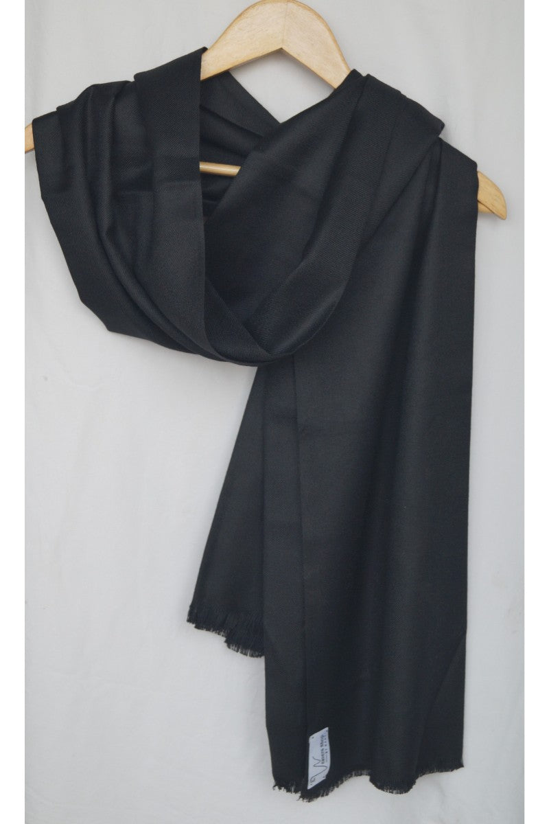 Unisex Black Wool Scarf