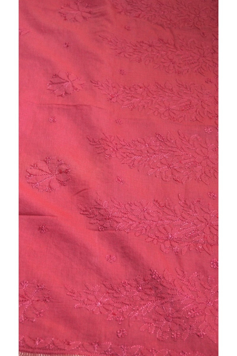 Chanderi Cotton Tomato Red Saree