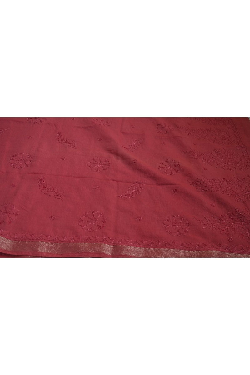 Chanderi Cotton Tomato Red Saree