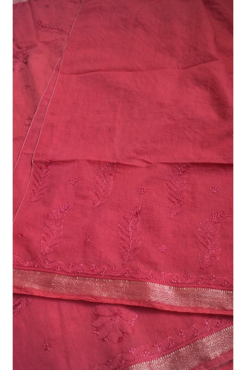 Chanderi Cotton Tomato Red Saree