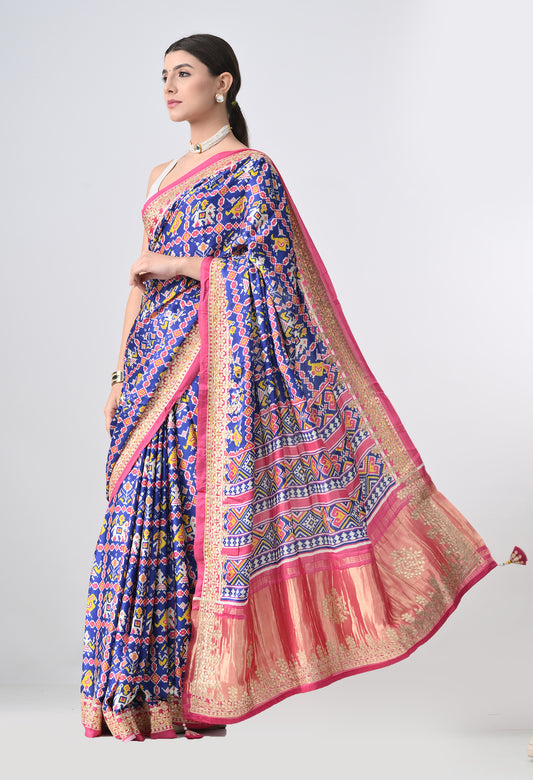 Ikat Printed Gajji Silk Saree