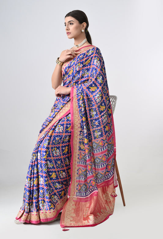 Ikat Printed Gajji Silk Saree