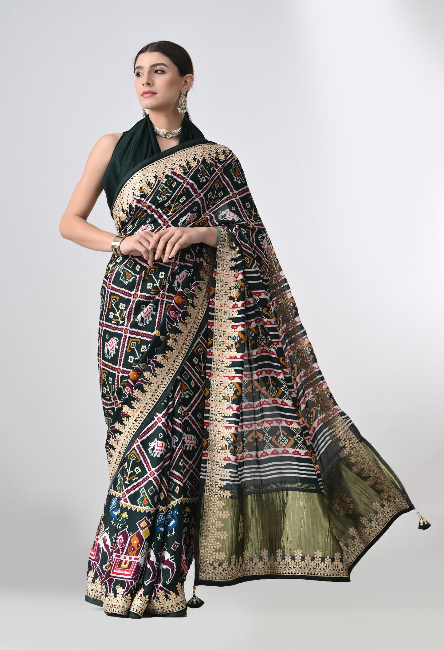 Ikat Print Gajji Silk Saree