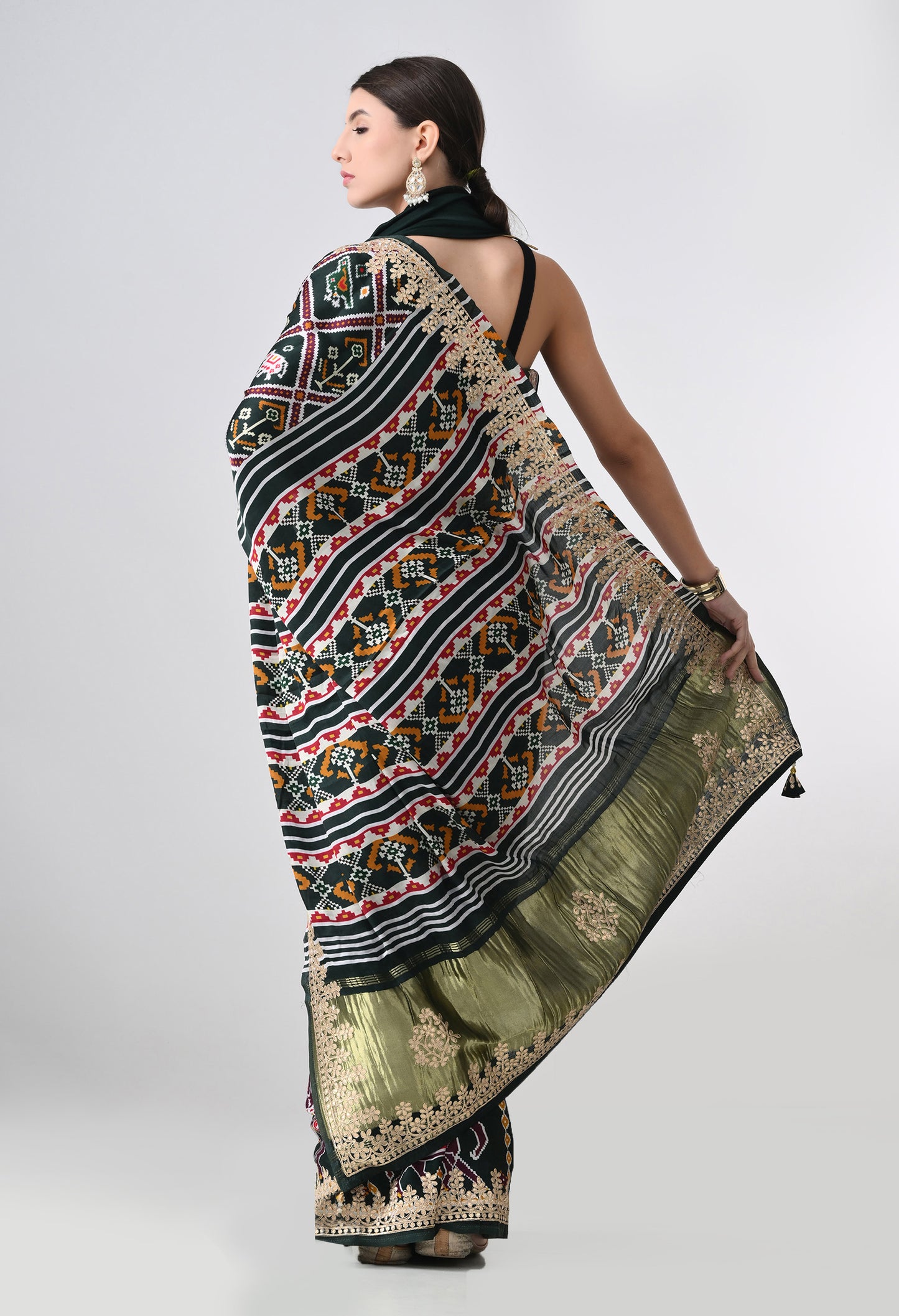 Ikat Print Gajji Silk Saree