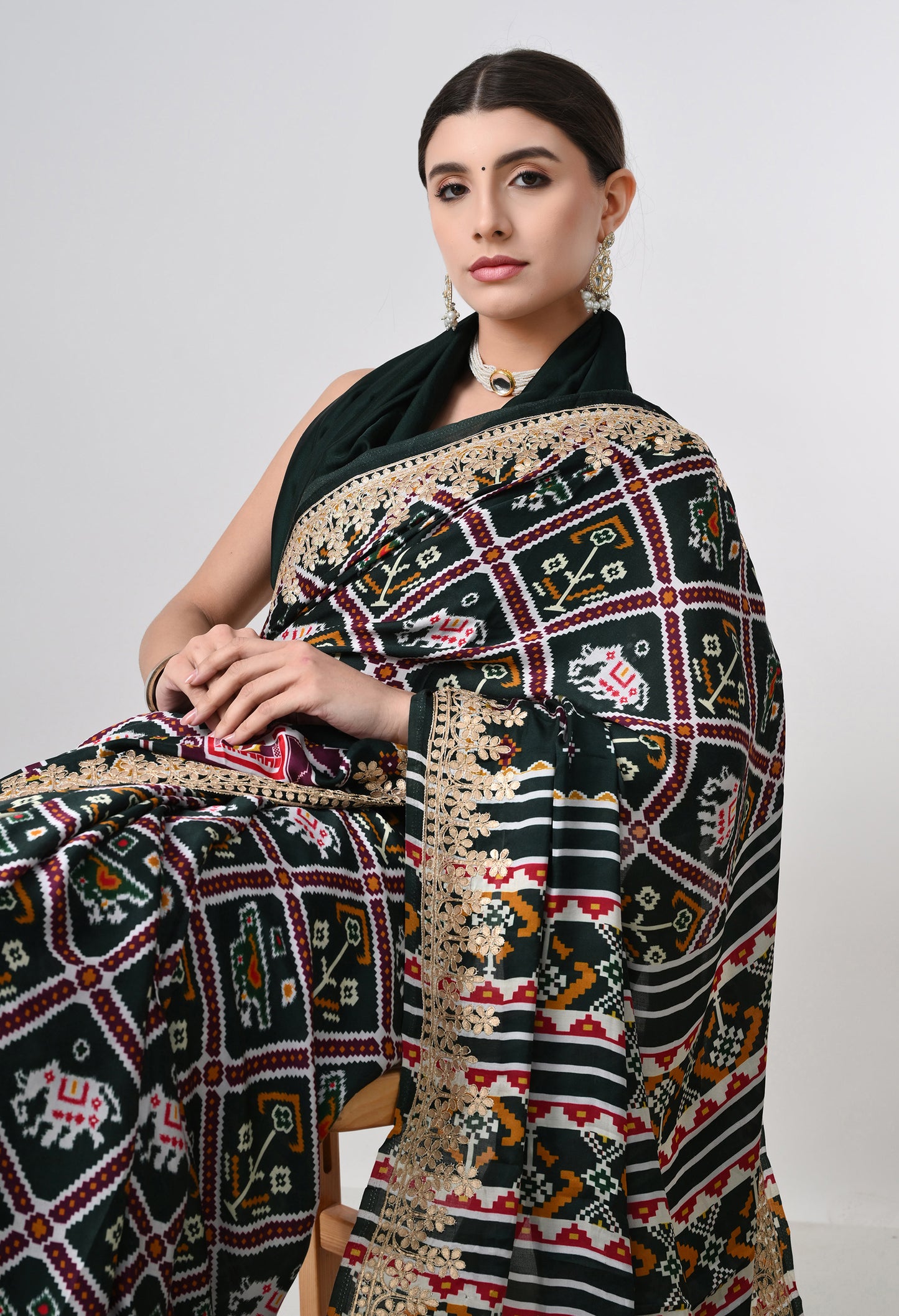 Ikat Print Gajji Silk Saree