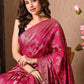 Best Pink Silk Saree With Tilphi Work