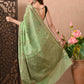 Best Green Silk Saree With Tilphi Work