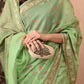 Best Green Silk Saree With Tilphi Work