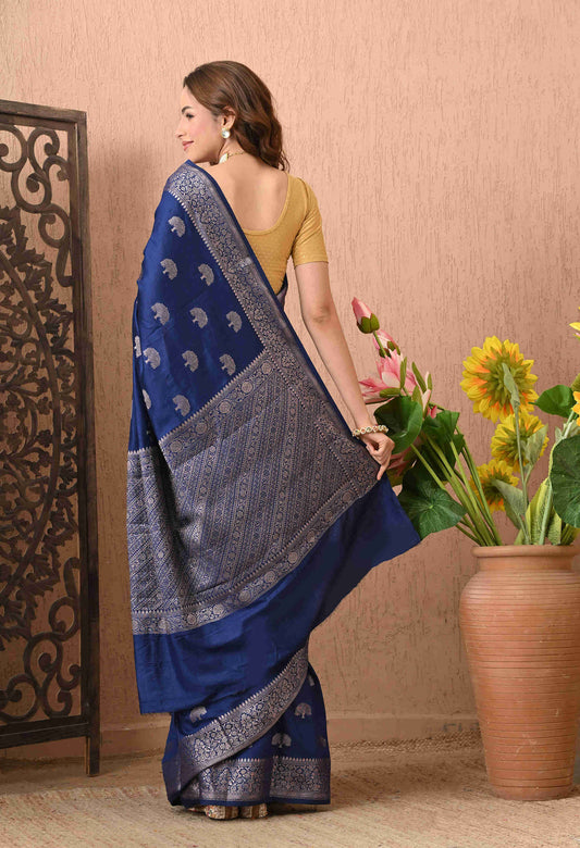 Best Banarasi Silk Blue Saree