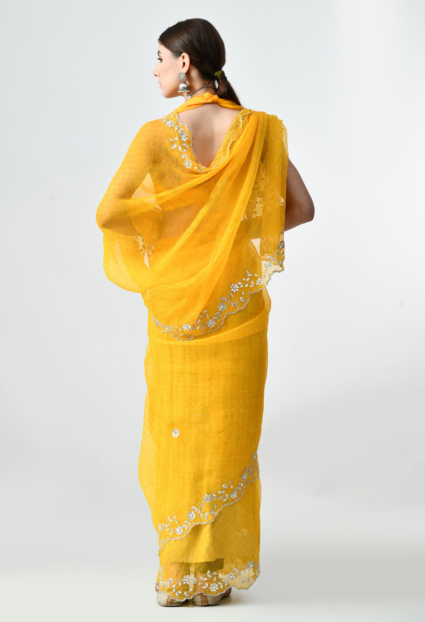 Best Organza Handmade Yellow Saree