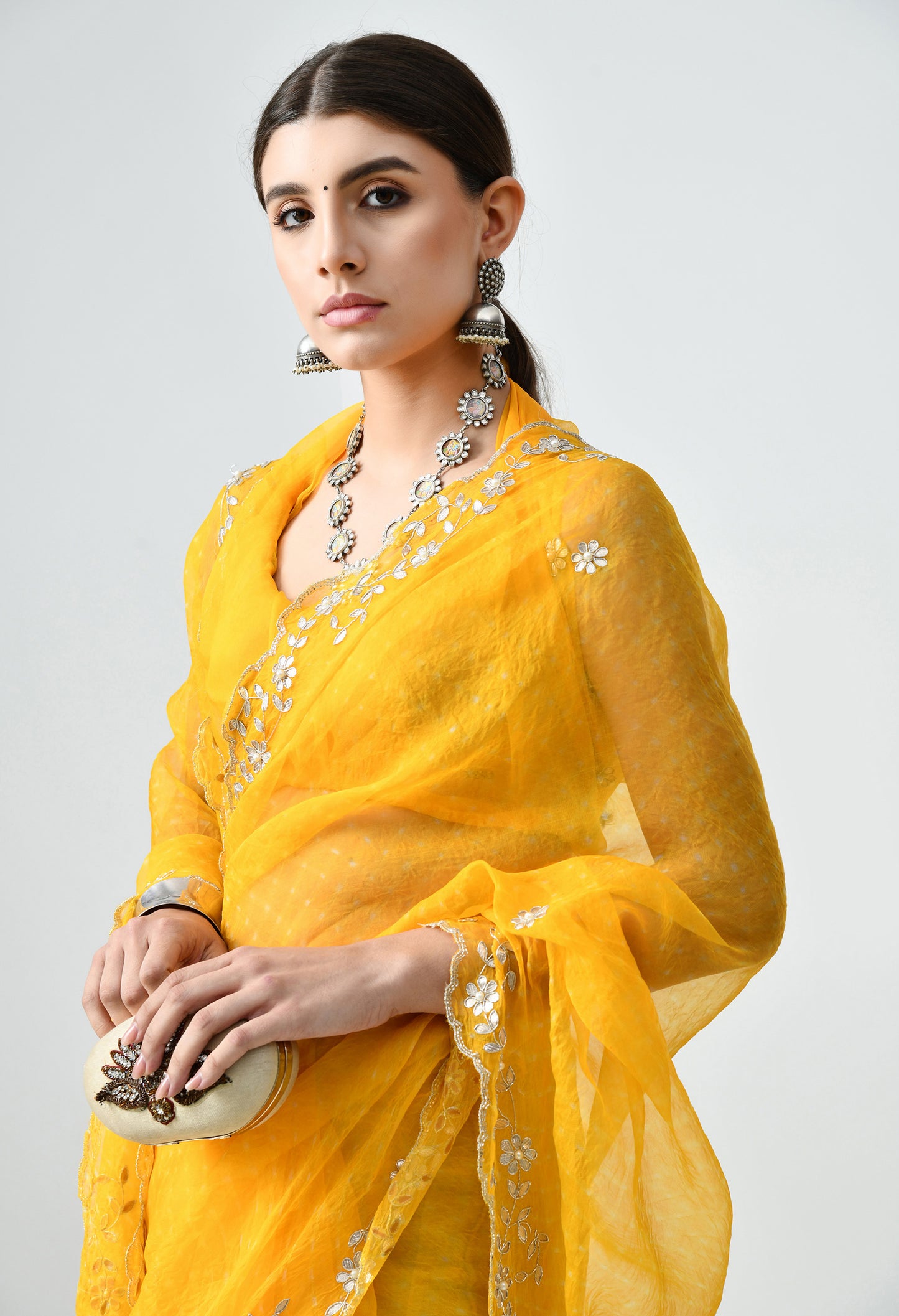 Best Organza Handmade Yellow Saree