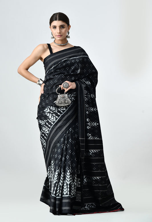 Handloom Ikkat Mulberry Silk Saree