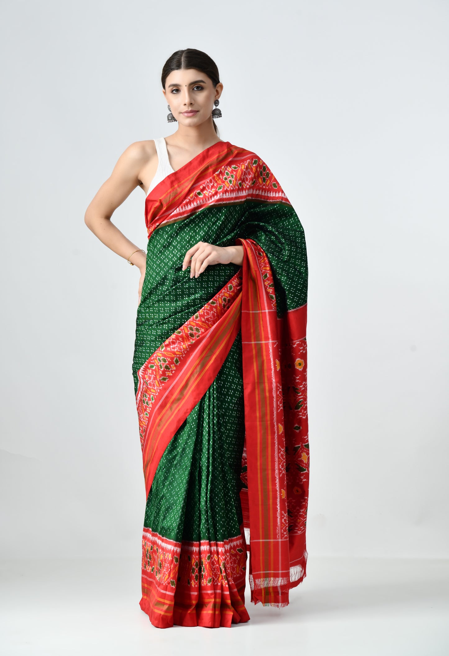 Ikkat Mulberry Silk Saree