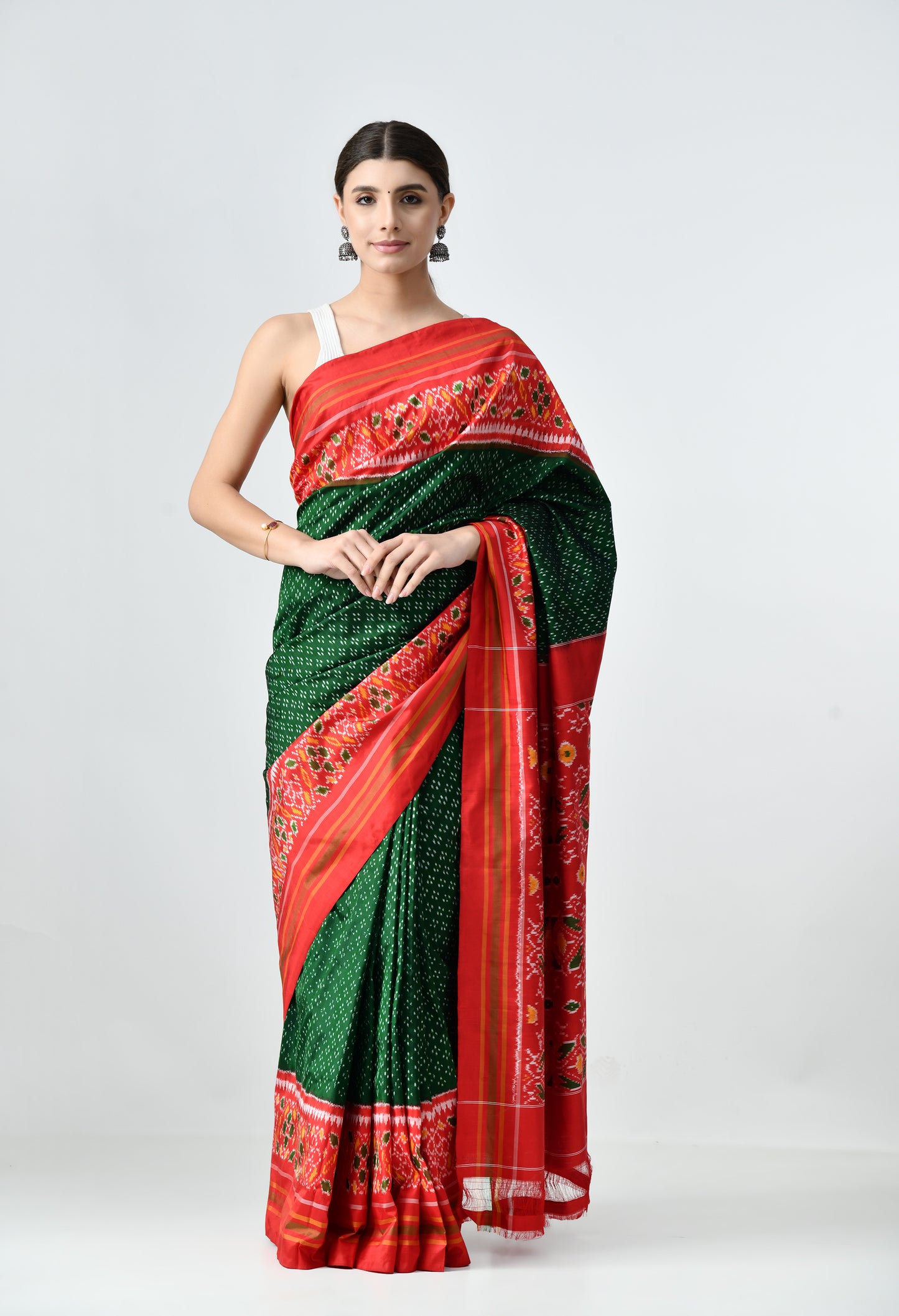 Ikkat Mulberry Silk Saree