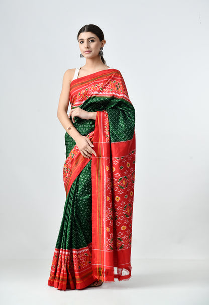 Ikkat Mulberry Silk Saree