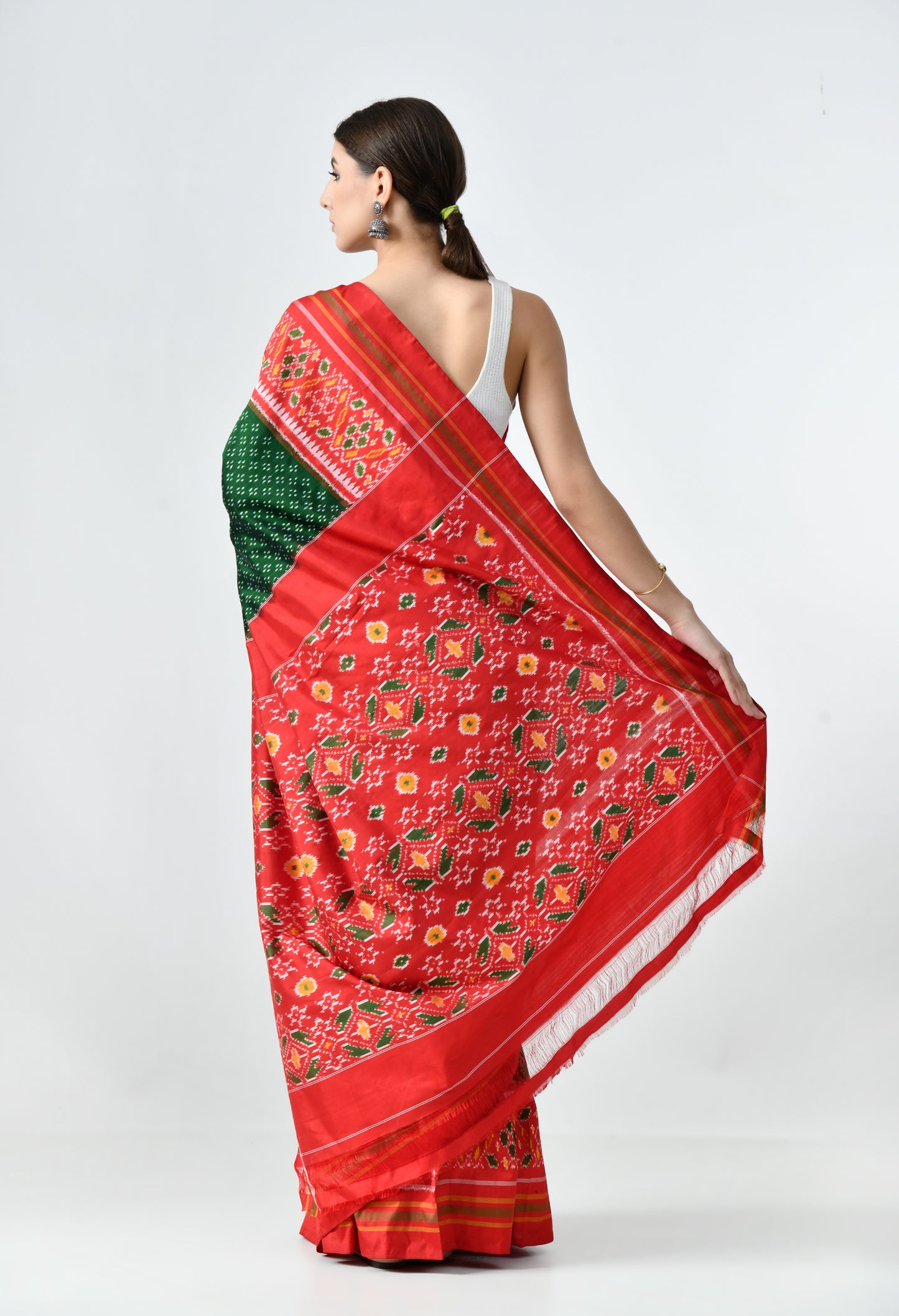 Ikkat Mulberry Silk Saree