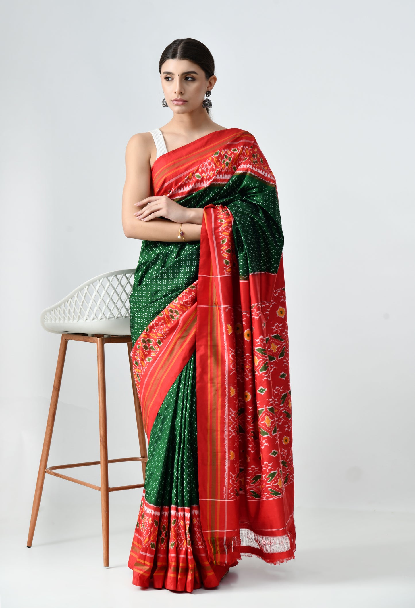 Ikkat Mulberry Silk Saree