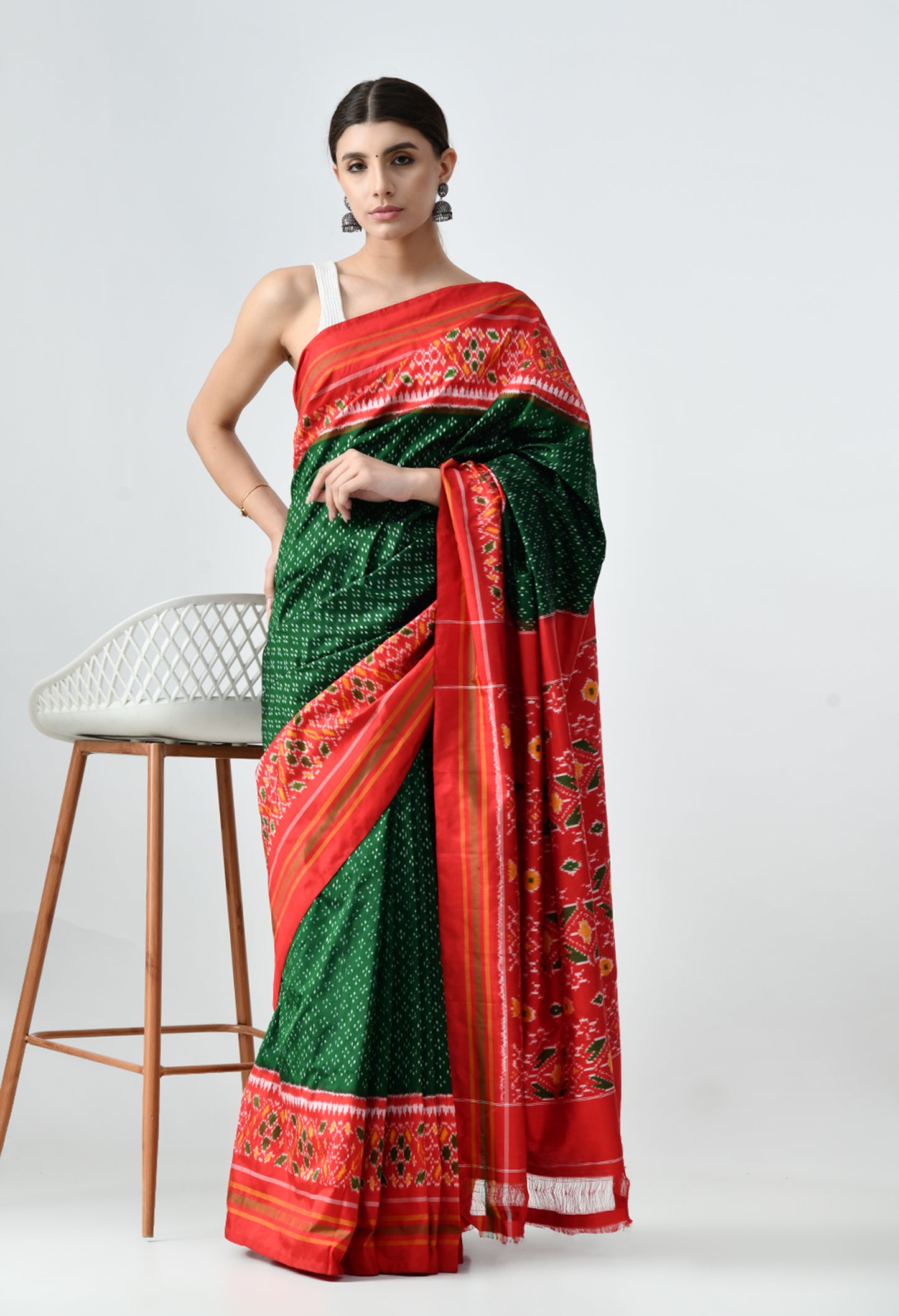 Ikkat Mulberry Silk Saree