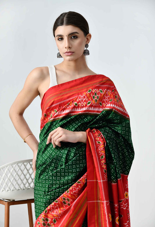 Ikkat Mulberry Silk Saree