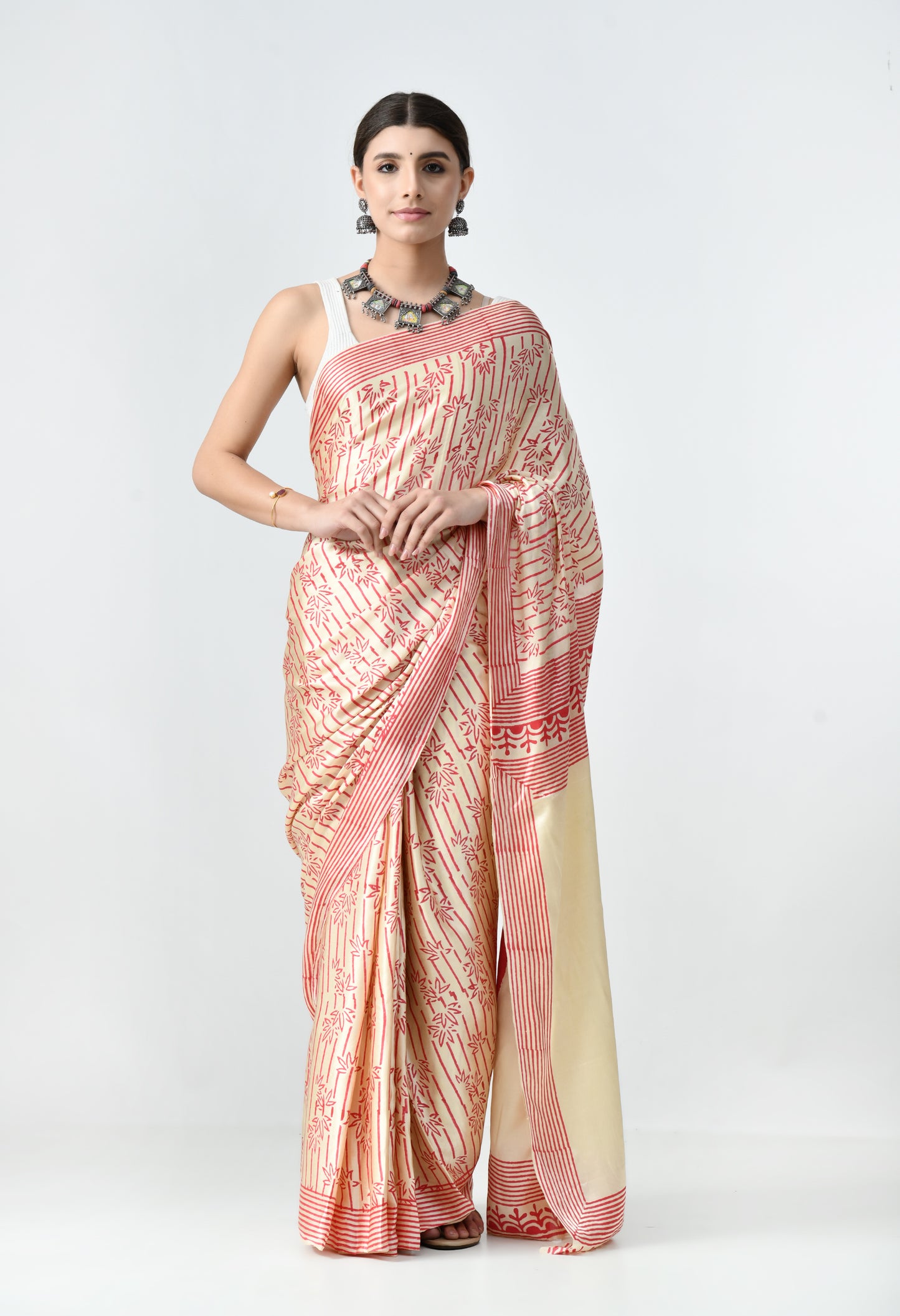 HandBlock Modal Silk Saree