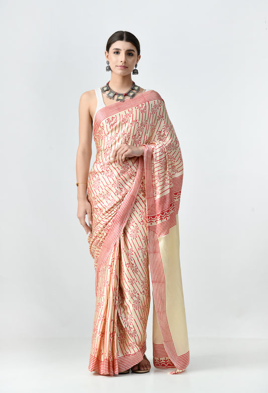 HandBlock Modal Silk Saree