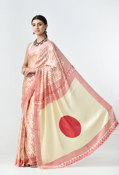 HandBlock Modal Silk Saree