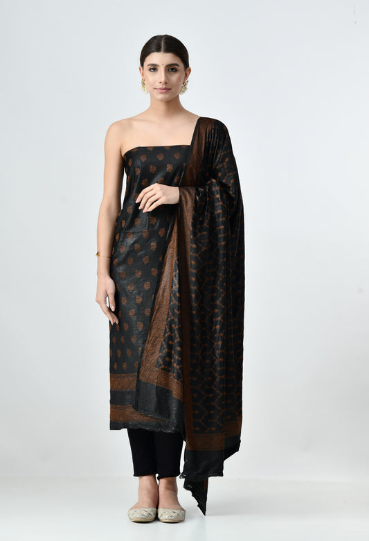 Black Muga Silk Salwar and Suit